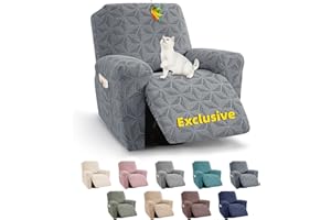 YEMYHOM Recliner Chair Cover, Stretch Recliner Slipcover for 1 Seater, Geometric Jacquard Reclining Couch Cover Furniture Pro