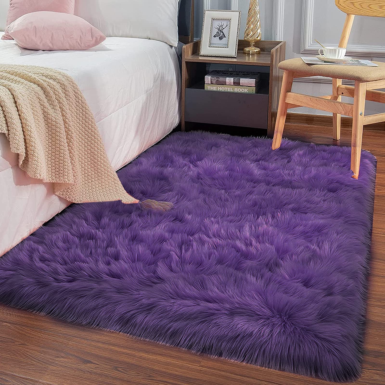 VanderHOME Plush carpet light luxury home bedroom bedside blanket,Purple 50_x_120_cm