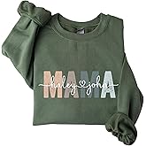 coreus Custom Mama Sweatshirt with Kids Names Personalized Mom Sweatshirt for Mothers Day Women Birthday