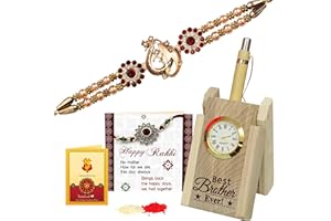 TIED RIBBONS Rakhi for Brother with Gift | Wooden Pen Stand with Pen | Rakshabandhan Card | Roli Tika - Designer Rakhi Bracelet for Brother Rakhi for Bhaiya | Bro Rakhi Thread | Rakhi Set for Brother