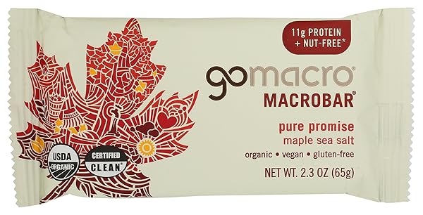 GOMACRO MACROBAR ORGANIC VEGAN PROTEIN BARS – MAPLE SEA SALT (2.3 OZ)