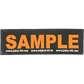 JULIUS K9, Original Custom Patch with Hook and Loop Fastener, Large, 1 piece, Black with Blaze Orange Letters