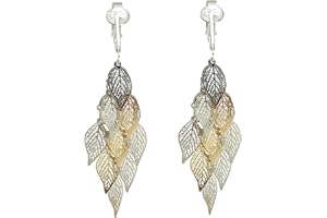 Aloha Earrings Clay Roses & Plumeria, Dangling Multi-leaves, Victorian Filigree Wood, Rhinestone & Glass Butterflies, Fabric Flower Hoops, Clip-on Earrings for Women…