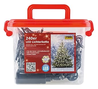 Idena 31816 - LED Lichterkette mit 240 LED in warm weiß, mit 8 Stunden Timer Funktion, für Partys, Weihnachten, Deko, Hochzei