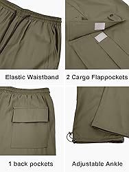 PLEPAN Men's Casual Cargo Pants with Drawstring