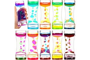 Motionchic 10 Pack Liquid Motion Bubbler Timer for Teens and Adults Calming Fidget Toy Colorful Stress Relief Liquid Timer Oil and Water Liquid Hourglass Relaxation Stress and ADHD Anxiety Autism