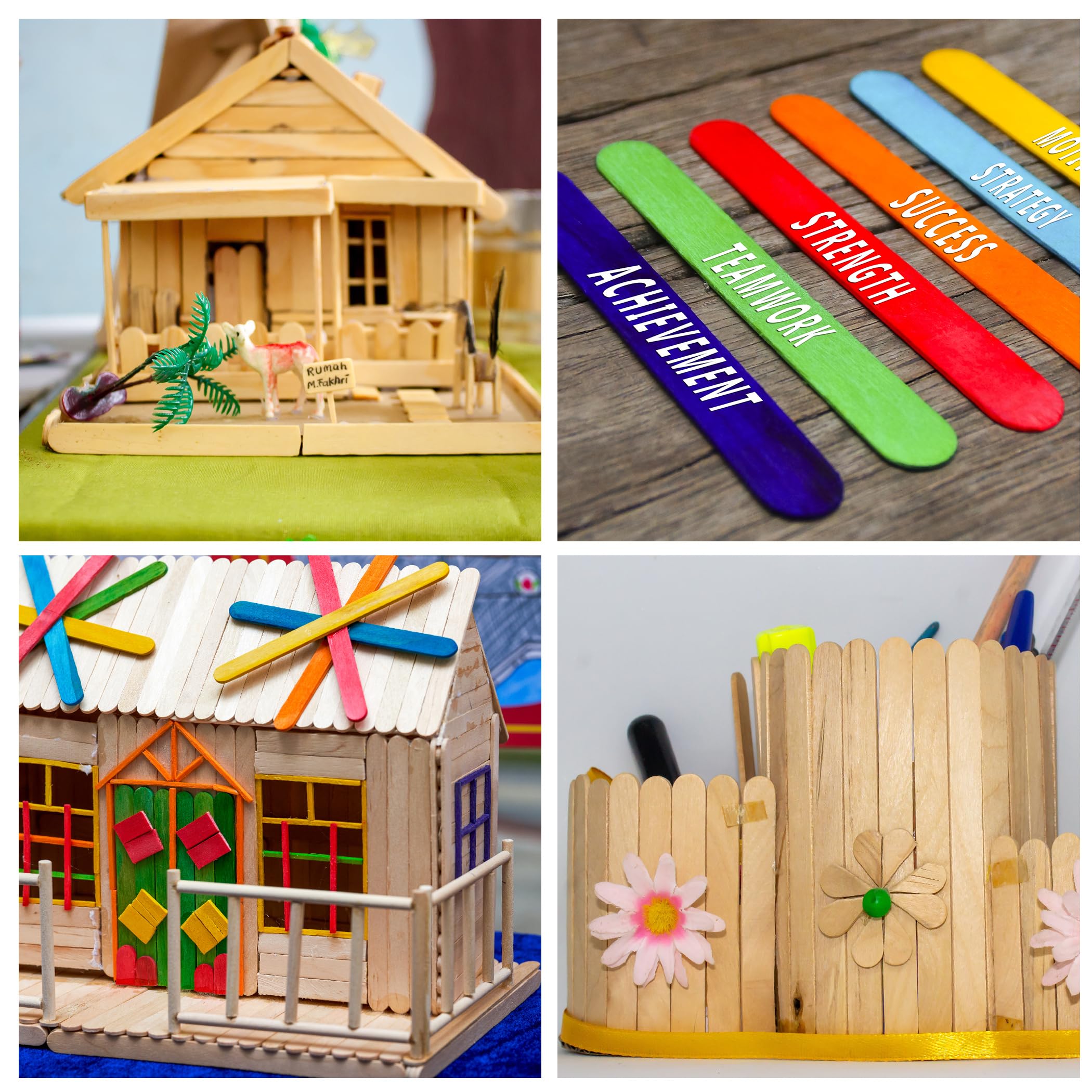 60 Pieces Jumbo Craft Sticks, 8 Inch Natural Wooden Popsicle Sticks, Multi-Functional Ice Cream Sticks for Crafts, Tongue Depressors, Hair Removal and Waxing Sticks, Plant Labels, DIY Classroom Crafts