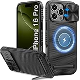 Vihibii for iPhone 16 Pro Case with Slide Camera Lens Cover & Kickstand, [Compatible with MagSafe], Military-Grade Drop Protection, Shockproof Magnetic Phone Case for iPhone 16 Pro 6.3" 5g 2024, Black