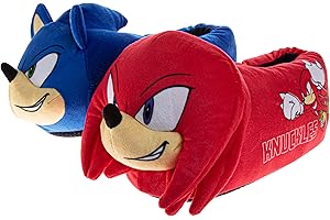 JOSMO SEGA Sonic the Hedgehog 3D Slippers for Kids Cozy Soft House Shoes Knuckles & Sonic Plush Size Toddler Little Kid Big Kid