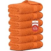 RIVERSIDE 6 Pack Premium Hand Towels Set, 16x28 inches, 100% Ring Spun Cotton, 600 GSM, Soft, Quick Dry and Highly Absorbent, Towels for Bathroom, Kitchen, Gym, Spa - Orange
