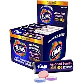 TUMS Ultra Strength Antacid Tablets for Chewable Heartburn Relief and Acid Indigestion Relief, Assorted Berries - 12 Pack of 12 Count Rolls
