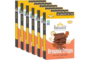 Bantastic Brownie Keto Snack, Salted Caramel Crisps - Crunchy Thin, Naturally Sweet Sugar Free Brownies Snack, Gluten Free, Low Carb, Dairy Free, 3 Oz Ea (Pack of 6)