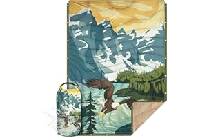 KawaGebo Kamp Outdoor Camping Blanket with Sherpa Lining, Extra Warm Thick Camp Blankets and Puffy Ultralight Soft Poncho DWR Camping Quilt for Cold Weather, Adventure, Sleeping, Backpacking 78"x 56"