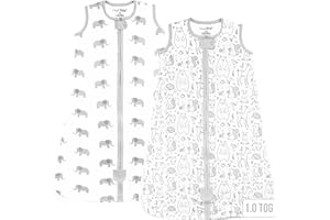 Lot de 2 gigoteuses pour bébé en coton bio 1.0 TOG avec fermeture éclair bidirectionnelle, gigoteuse d'emmaillotage pour bébé