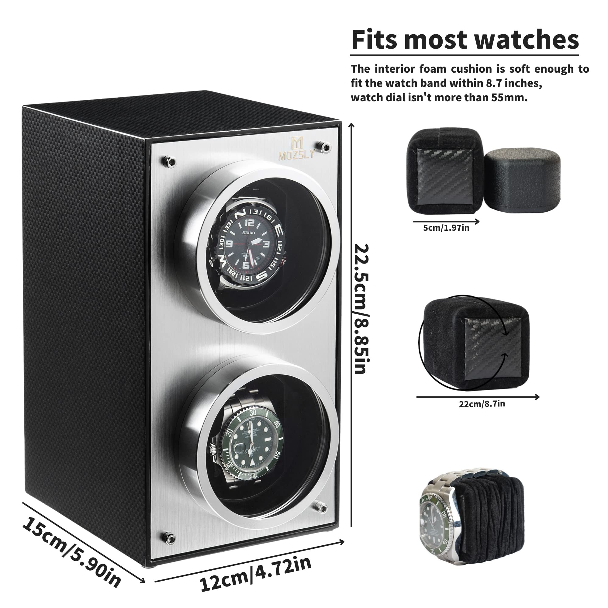 MOZSLY Double Watch Winder for Automatic Watches Slef Winding Box with Quiet Motor 12 Rotation Mode Setting Piano Painting