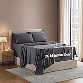 Nestl Extra Deep King Sheet Set - 6 Piece Breathable & Cooling Sheets - Hotel Luxury Bedding Set w/18-24 Inch Deep Pockets - Easy & Secure Fit - Super Soft, Wrinkle Free & Comfy - Dark Gray