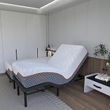 ESHINE 14" Hybrid Mattress Twin XL + Adjustable Bed Frame - Luxury Gel Memory Foam, Upholstered Bed Frames with Massage, USB, Under Bed Night Light, Head and Foot Incline, Split King