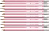STABILO Swano Pastel Graphite Pencil HB 12 Colors Pink Eraser view 1