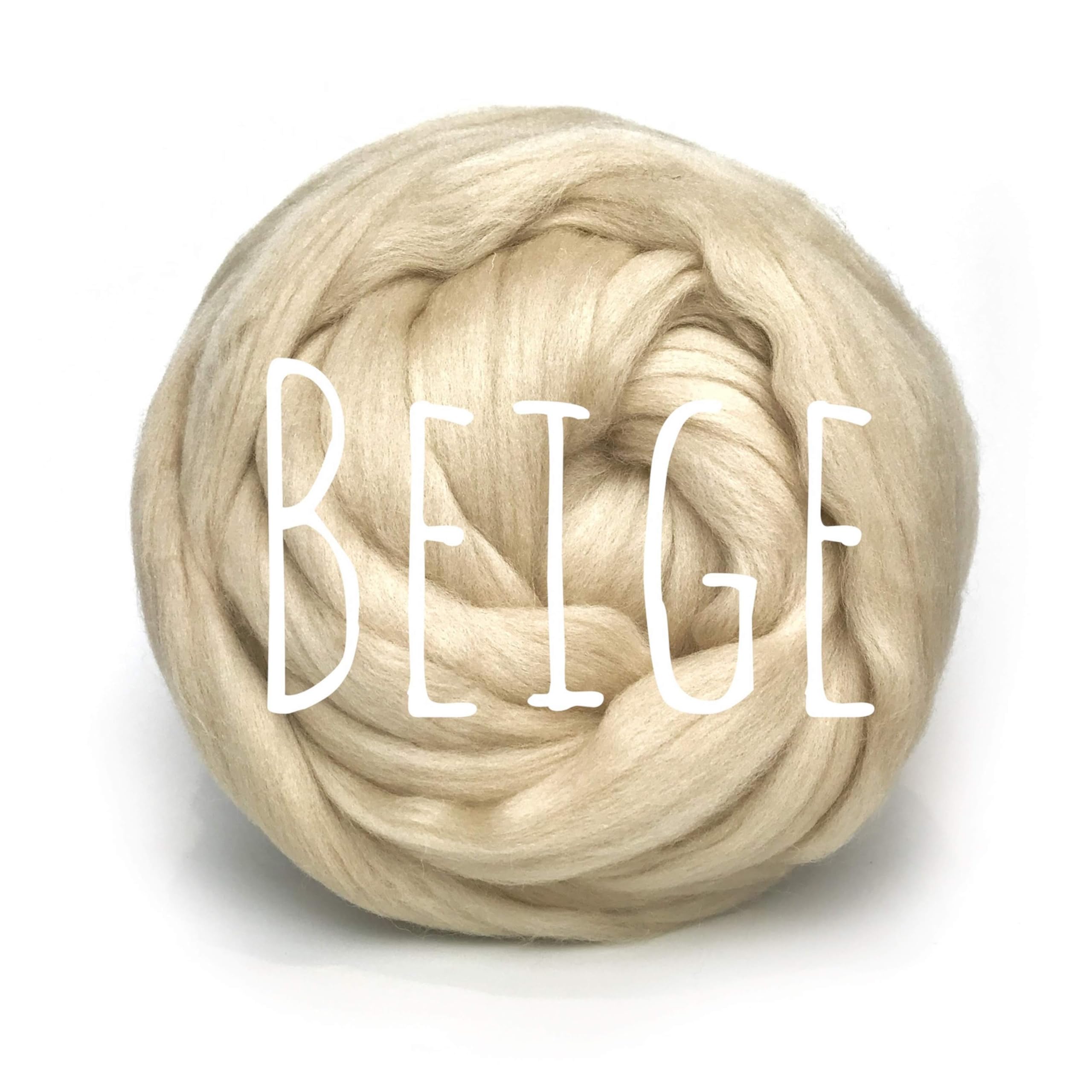 Colorful Passions Merino Wool - for arm Knitting Chunky Blanket Weaving Felting Jumbo Yarn Giant Wool Soft (Beige, 100g (0.22lb))