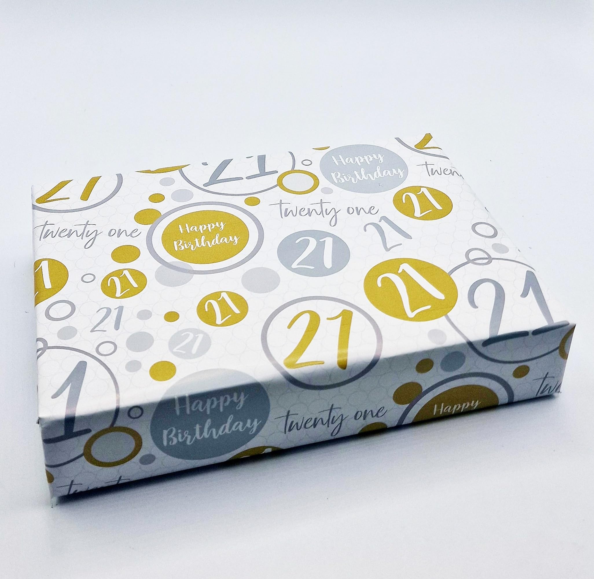 2 Sheets + 2 Matching Gift Tags 21st Birthday Wrapping Paper Age 21 Birthday Gold Silver Giftwrap For Male and Female (PA)