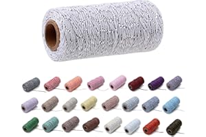 1 Roll 2mm 109 Yard Colourful Cotton Cord Bakers Twine DIY Crafts Gift Wrapping Christmas Wedding Home Decor String Rope (Sil