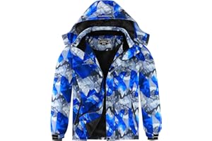 LONTHANLY Kid's Ski Jacket Winter Waterproof Coat girls boys Fleece Snowboarding Jackets with Detachable Hood