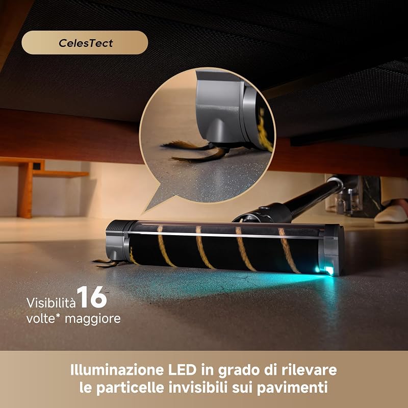 R30 Aspirapolvere senza Fili, 22.000 Pa/190 AW, Spazzola Laterale