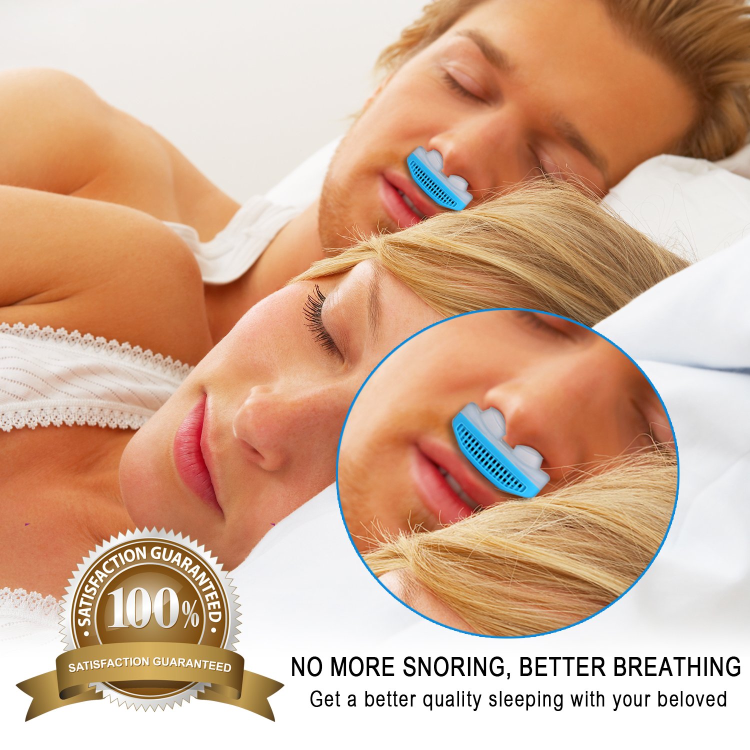 MEXITOP Schnarchstopper Anti Schnarch Mittel, Soforthilfe gegen das Schnarchen und für verbessertes Atmen, Sanftes Silikon Material, Luftfilter, (Aktivkohlefilter im Gerät) - Reisehülle wird mitgeliefert (Blau)
