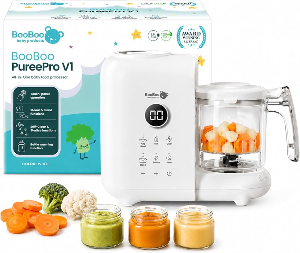 BooBoo Baby PuréePro V1 5-in-1 Baby Food Maker Steamer Blender