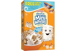 Kellogg's Frosted Mini-Wheats Cold Breakfast Cereal, High-Fiber, Whole Grain, Original, 18oz Box (1 Box)