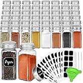 CycleMore 48 Pack 4oz Glass Spice Jars Bottles, Square Spice Containers with Silver Metal Caps and Pour/Sift Shaker Lid-80pcs