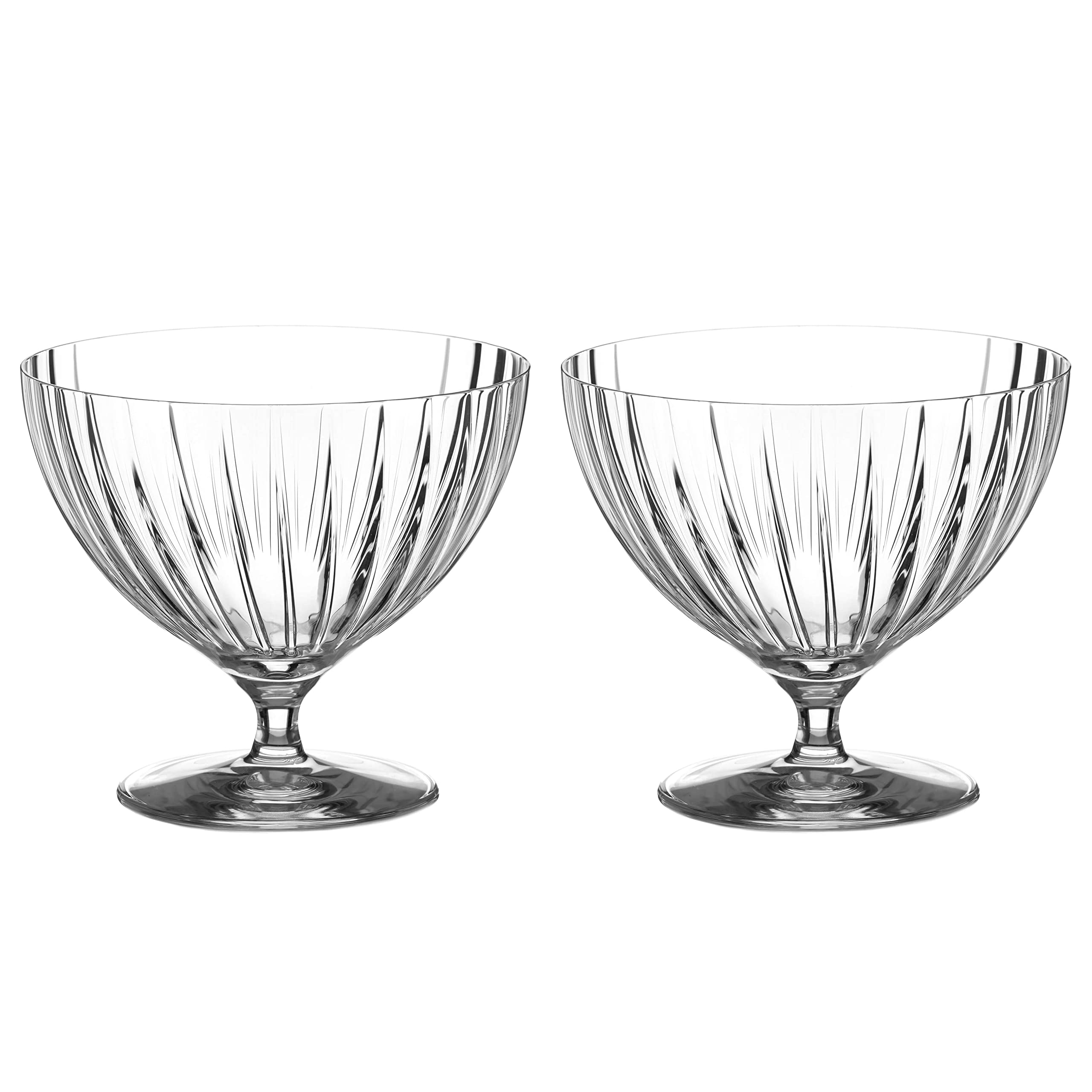 DIAMANTE Crystal Champagne Saucer Glass Dessert Bowls 'Mirage' - Set of 2 - Ice Creams, Sundaes, Prawn Cocktails and More