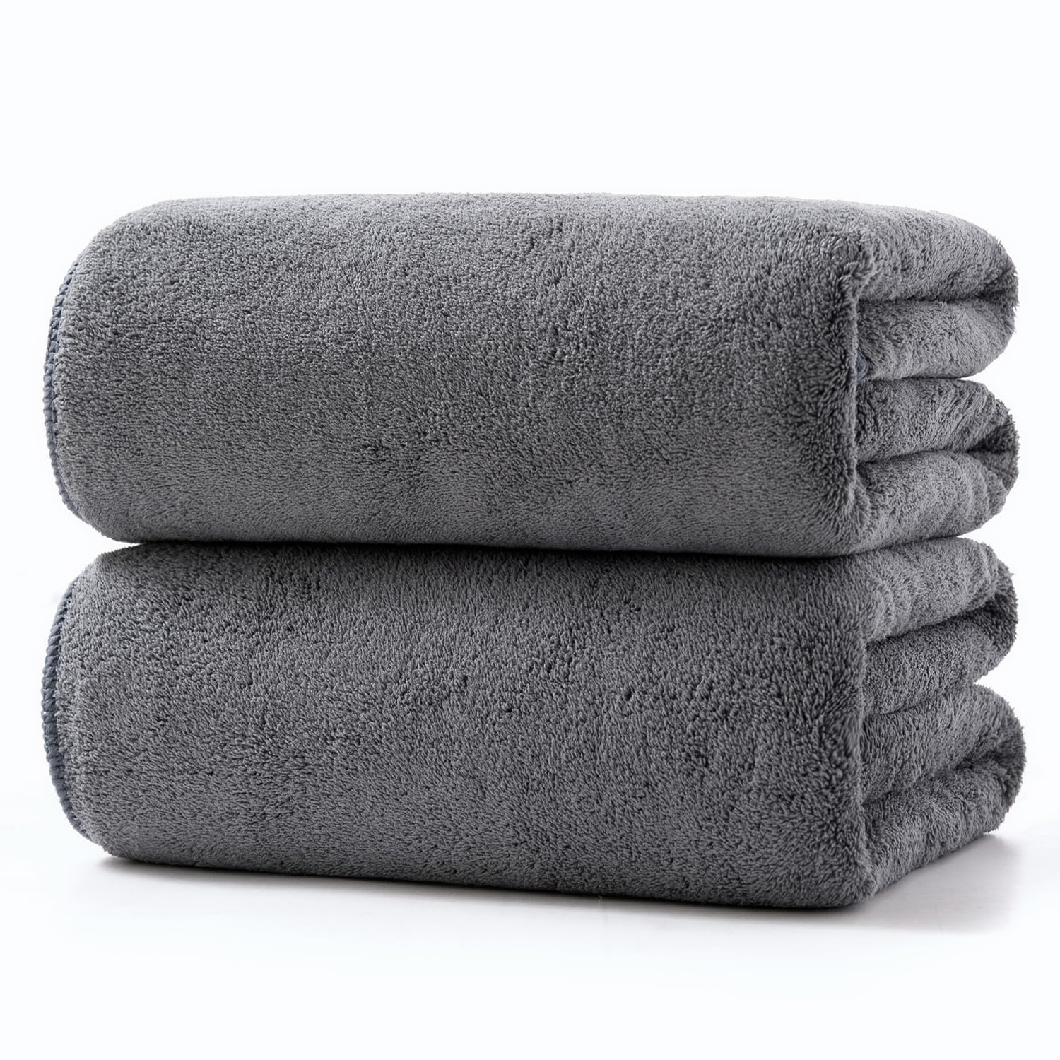 Lumimi Towels 2 Piece Very Soft Microfiber Bath Towel Set Super Absorbent Light Quick Dry and Durable, 55" L x 27" W, 2 Pack Dark Grey