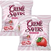 Cream Savers Strawberries &amp; Cream Hard Candy, 6.25 Oz (Pack of 2) | Individually Wrapped, Strawberry Candy, The Hampton Candy Company