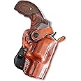 Masc Leather Paddle OWB Revolver Holster with Retention Strap Fits S&W Model 686 Plus 357 Magnum 7-Shot 3'' BBL, R/H Draw, Brown Color #1465#