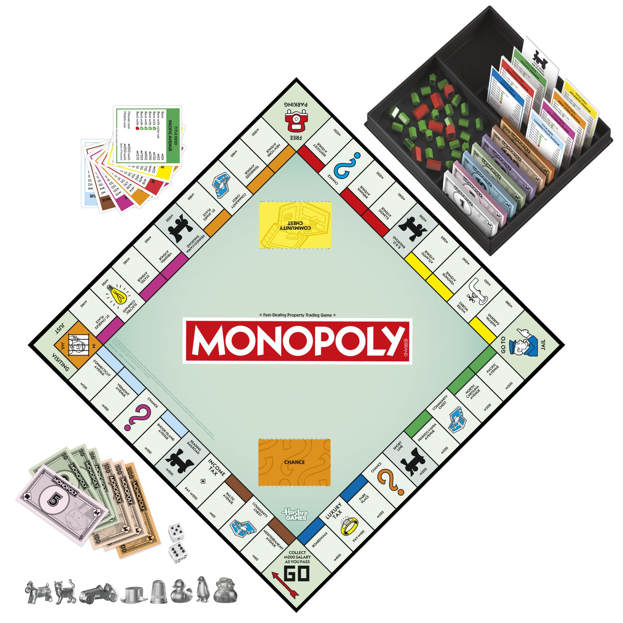 Monopoly Board Game | Classic Game with Storage Tray and Larger Tokens | Ages 8+ | 2 to 6 Players | Family Games for Kids and Adults | Kids Gifts