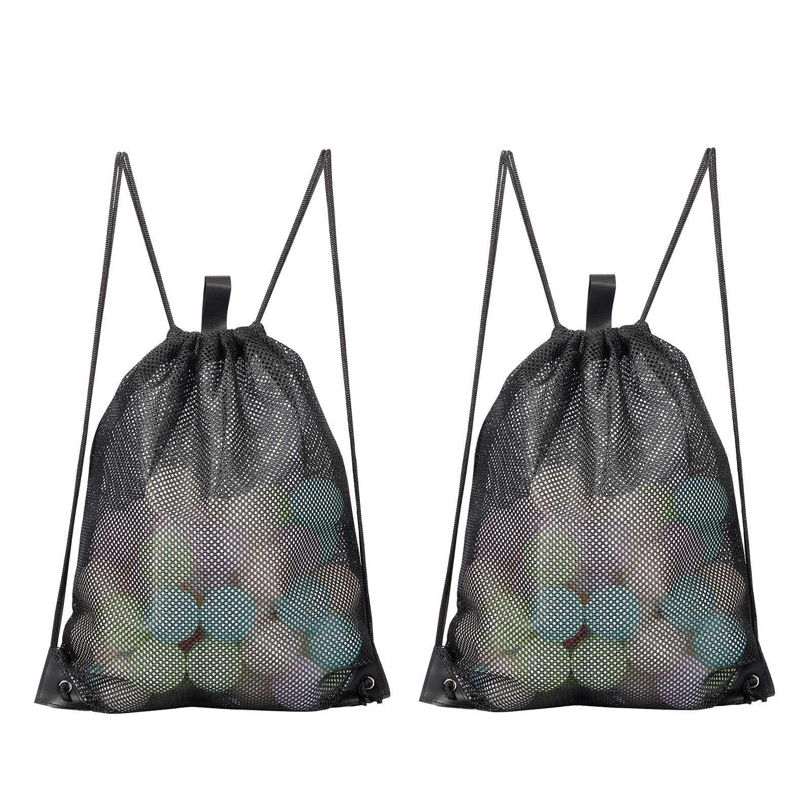 Photo 1 of HAOGUAGUA 2-PACK Mesh Drawstring Bag, Mesh String Bag for Gym Laundry Seashell and Beach finds, Mushroom Hunting Bag