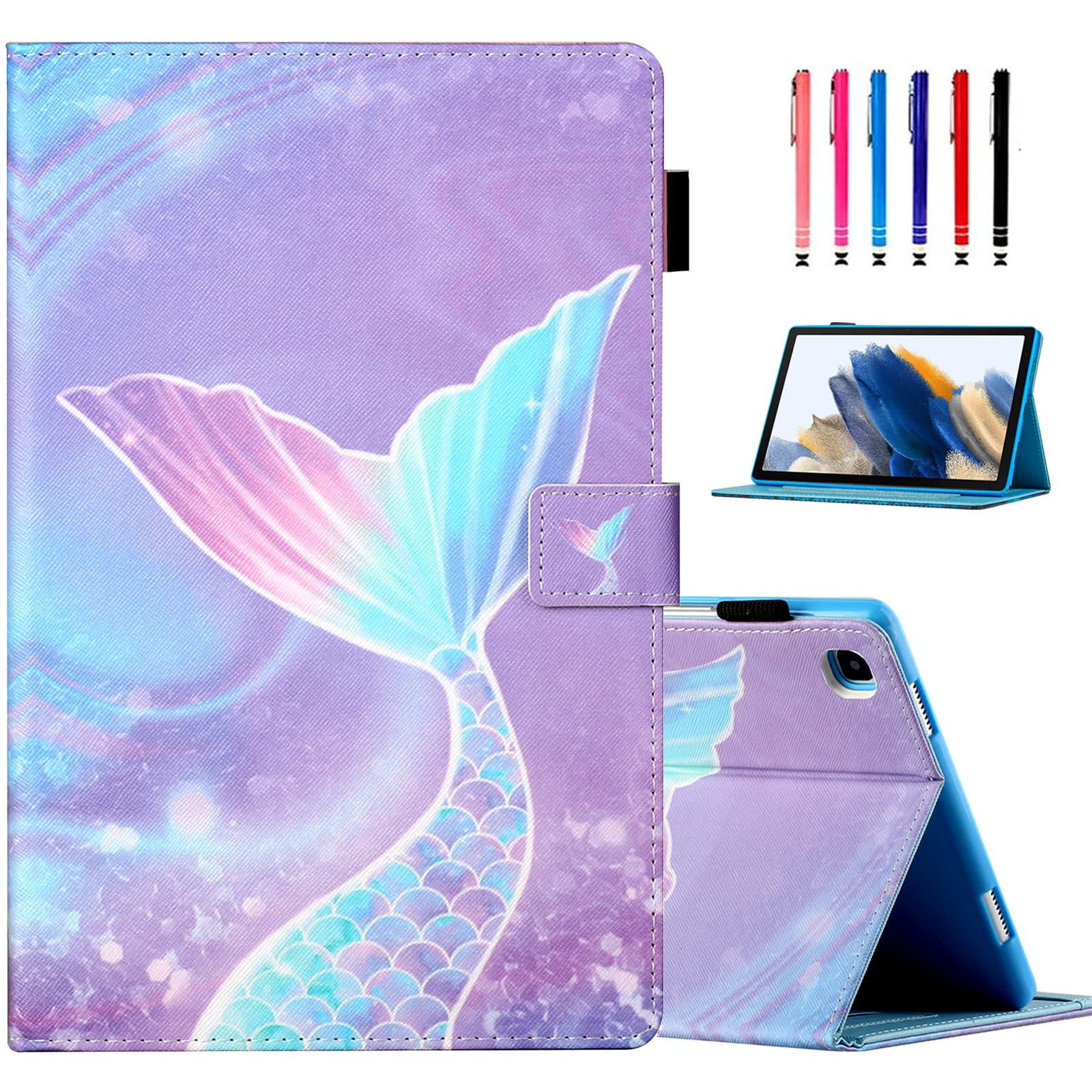 MOKASE Case for Galaxy Tab A7 10.4 inch 2020, PU Leather Case Slim Fit Folio Stand Cover with Pen Holder for Samsung Galaxy Tab A7 2020 10.4 Inch Model SM-T500 SM-T505 SM-T507 Tablet, Mermaid
