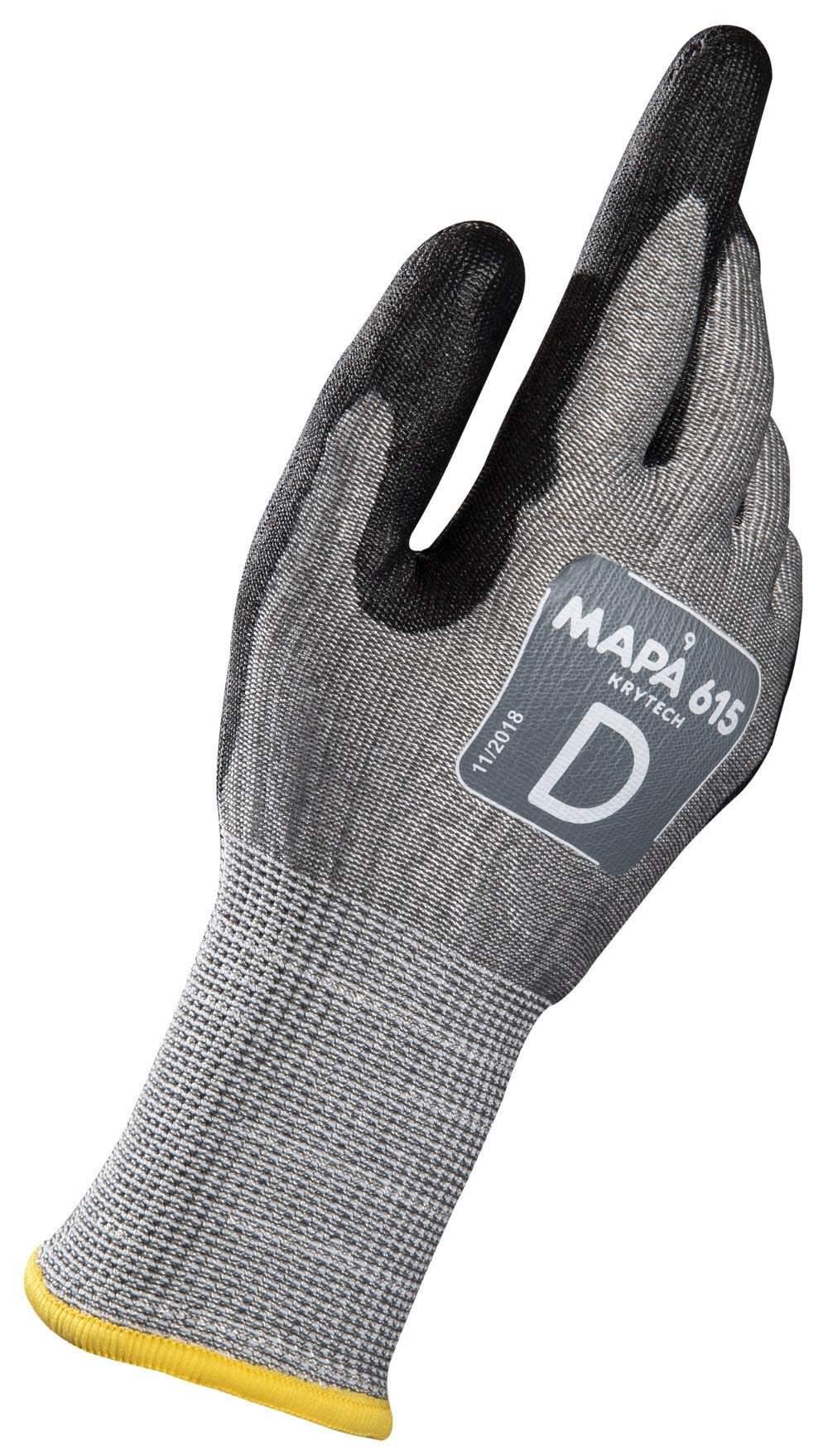 MAPA Professional KRYTECH 615 – High Cut Protective Gloves, these Flexible Touch Screen Gloves give great Dexterity used in Multiple Industries, Black/Grey, Size 9 (1 Pair) Protective Gloves