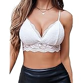 Avidlove Lace Bralette for Women V Neck Tank Top Spaghetti Strap Tube Slim Camisole Lingerie with Detachable Padded