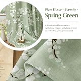 Fmfunctex Green Floral Blackout Curtains 2 Panels 54 Drop Eyelet 50W view 4
