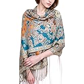Achillea Elegant Paisley Floral Pashmina Shawl and Wrap – Boho Rave Scarf for Festival, Travel & Everyday Wear