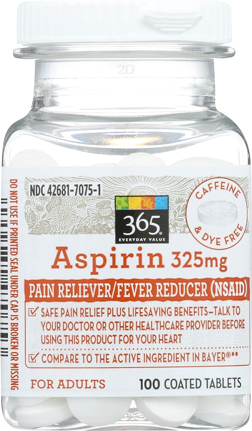 365 Everyday Value, Aspirin 325mg, 100 ct Grocery