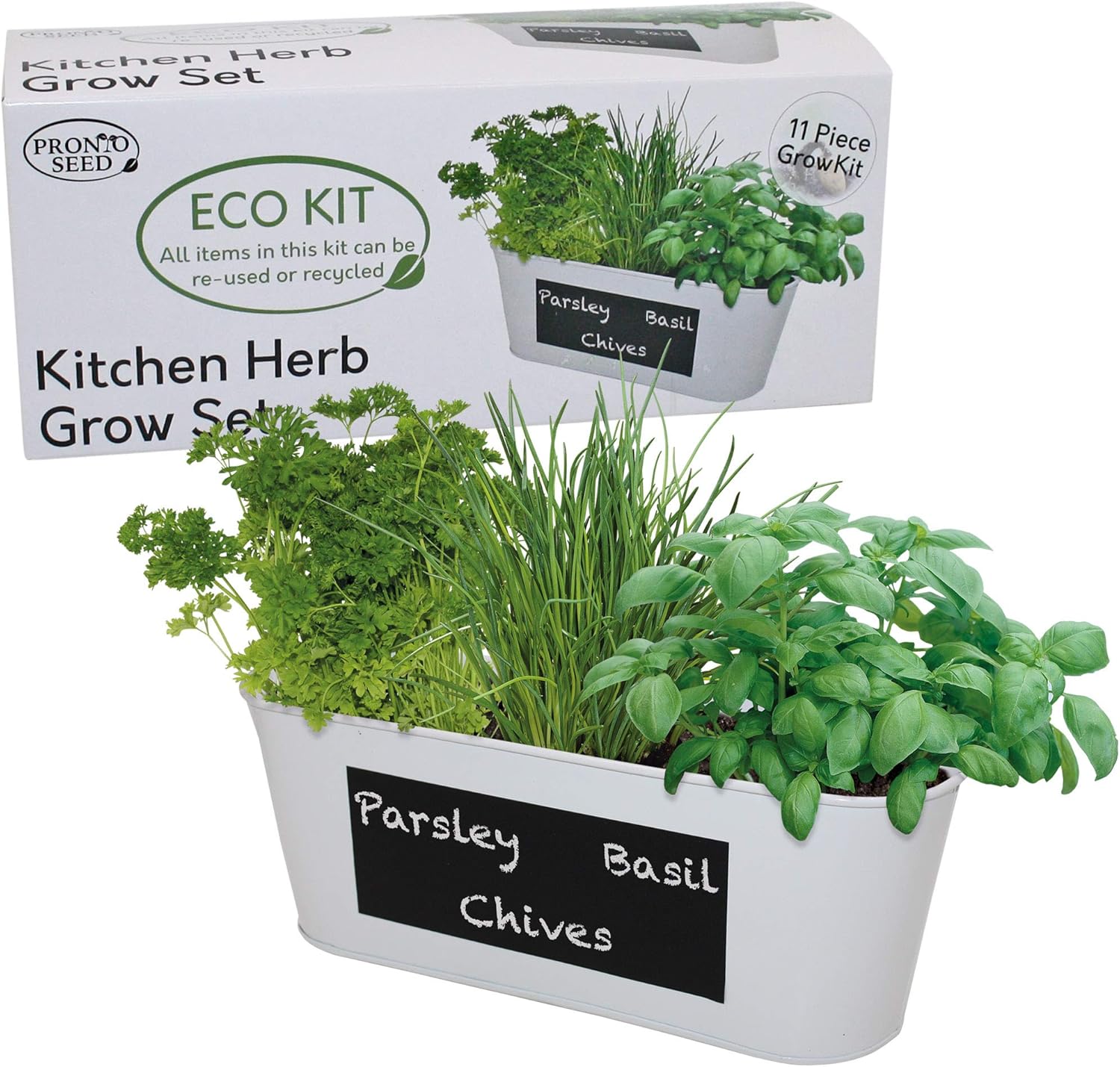 Indoor Kitchen Herb Garden Grow Your Own kit with Window Chalk Board