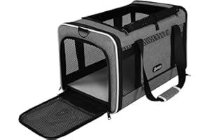 GAPZER Cat Carrier 18x11x11 Top Load Soft Pet Travel Bag Over 15 lbs, Collapsible Small Dog Puppy Crate 10 Pounds, Small Animal Rabbit Kennel Carrying Case, Kitten Mesh Cage Medium Cat Under 25 Grey