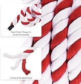 PATIKIL 1 Inch 50ft Natural Twisted Cotton Rope 3 Strand Red White Crafts Decor view 4