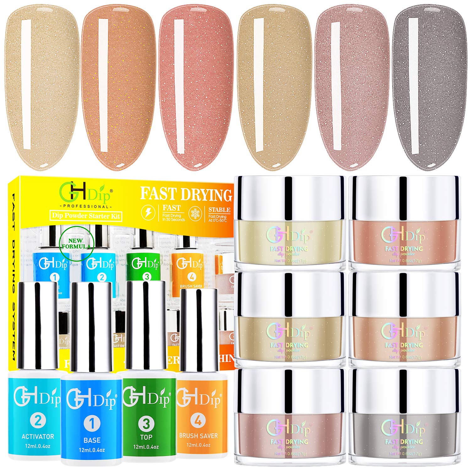GH Dip Powder Nail Kit Acrylic Nail Dip Powder Kit G6401(shimmer nude) : Beauty