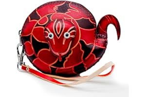 XYC INNOVATION Handmade 3D Cute Animal Cartoon Leather Cowhide Coin Purse, Wallet, and Key Case - Zippered Pouches with Wristband Clutch for Easy Hand-Holding and Gift Giving New Coin Purse (nope rope red)