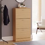 Vida Designs Pine Shoe Cabinet 3-Drawers Space-Saving Hallway Storage view 2
