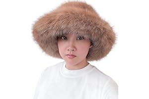 Lina & Lily Oversized Winter Faux Fur Bucket Hat for Women - Long Pile Fur Wide Moldable Brim